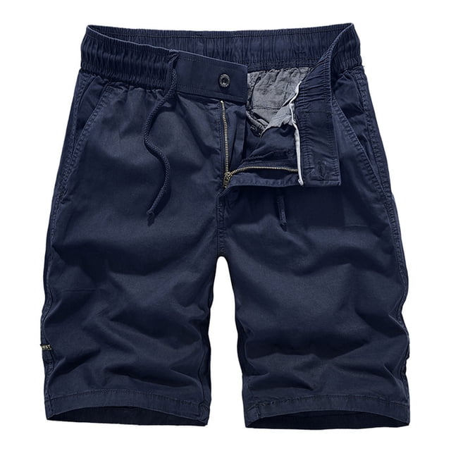 Pantalones Cortos de Carga de los Hombres de la Moda de Verano de Color Sólido Casual Atlético Elástico Pantalones Cortos de Cintura para el Uso Diario