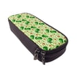 thumbnail image 6 of Lsque Avocado Green Striped Printed Big Capacity PU Leather Pencil Case Large Pencil Pouch Stationery Pen Bag Pencil Holder for Teen, 6 of 6