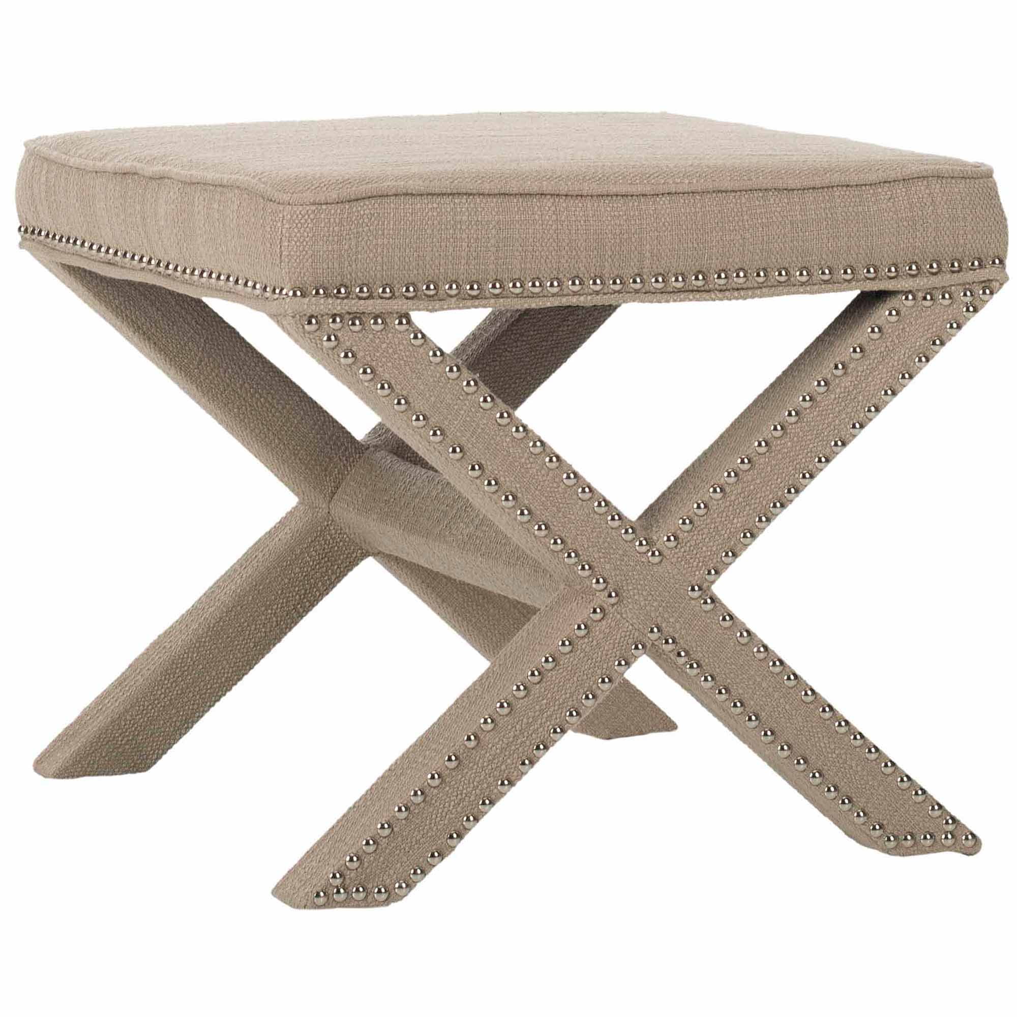 Safavieh Palmer Transitional Cross Leg Upholstered Ottoman Walmart
