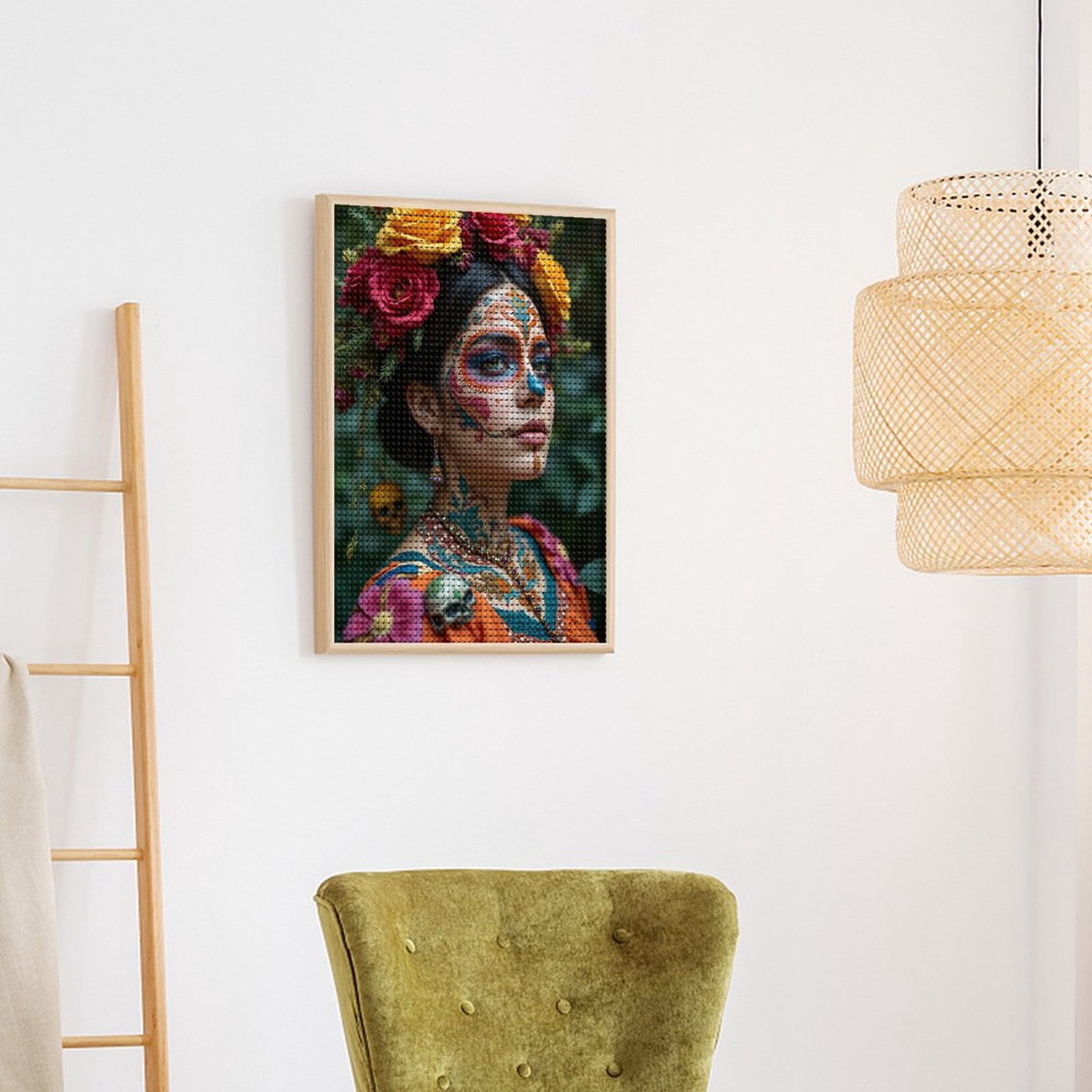 Diamond Art Kits for Adults, Colorful Floral Face Art Portrait 5D Diamond Painting Kits for Adults Beginners, DIY Full Drill Diamond Painting, Gem Art and Crafts 12x16