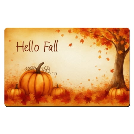 Fall Kitchen Mats Farmhouse A group of pumpkins sitting under a tree in the fall. Low-Profile Door Mats Standard Doormat Entryway Mat
