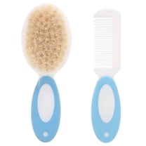 ACDANC Baby Hair Brush with Natural Wool Bristles and ABS Handle for Infants Blue Lightweight Portable Baby Comb and Brush Set