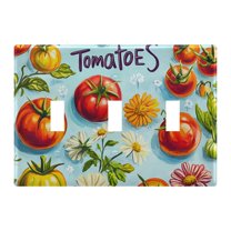 Yayeee Toggle Light Switch Wall Plate 3-Gang 6.37"x4.48" Decorative Outlet Cover, Green Tomatoes