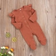 thumbnail image 4 of Seyurigaoka Unisex Baby Footed Romper, Cute Long Sleeve Solid Color Knitted One-Piece Bodysuit Pajamas, 4 of 6
