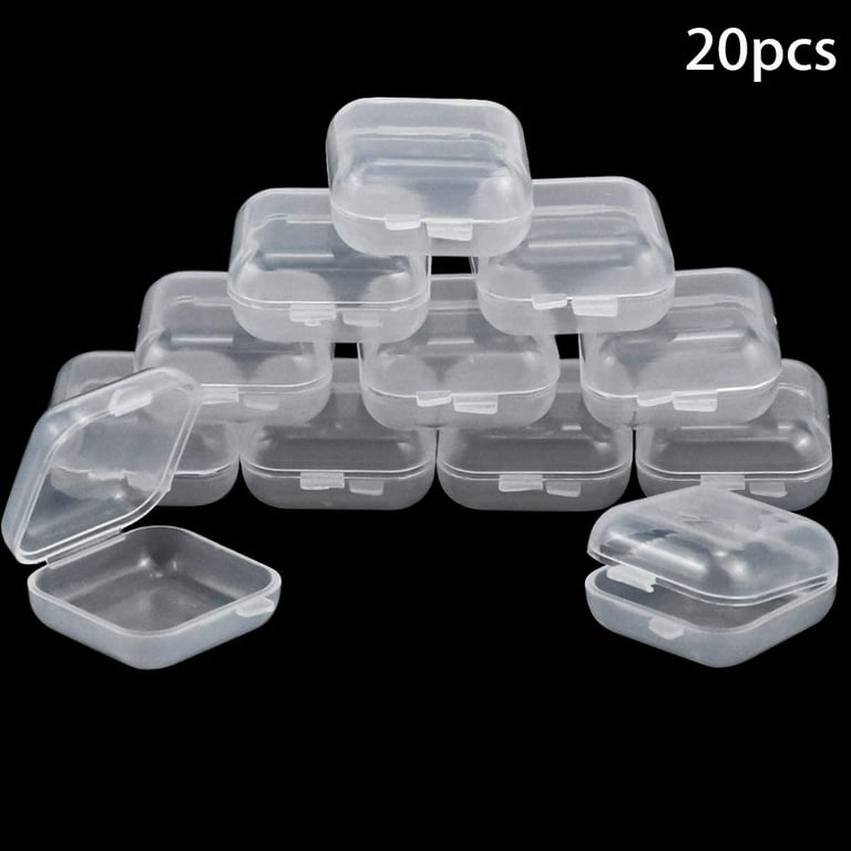 20 Pieces Small Clear Plastic Boxes Plastic Boxes With Square Lid Mini Clear  Plastic Box Small Plastic Containers For Beads, Jewelry, Pills