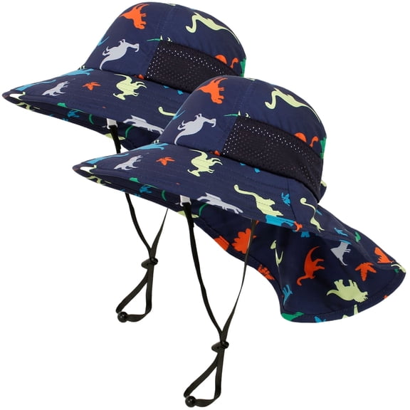 2 Pack Toddler Baby Sun Hat Kids UPF 50 UV Protection Summer Hats for Boys Girls Adjustable Beach Hats with Bucket Wide Brim Age 1-6 Years