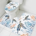 thumbnail image 3 of Coastal Turtle Bath Mat 3 Piece Bathroom Rug Set, Blue Ocean Coral Starfish Seagrass Non Slip Bath Rug Contour Mat and Toilet Lid Cover, Absorbent Shower Mats Soft Bath Rugs and Mats Sets, 3 of 8