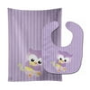 Carolines Treasures BB9050STBU Girl Bird with Flowers Purple Baby Bib and Burp Cloth, 11 x 18", multicolor