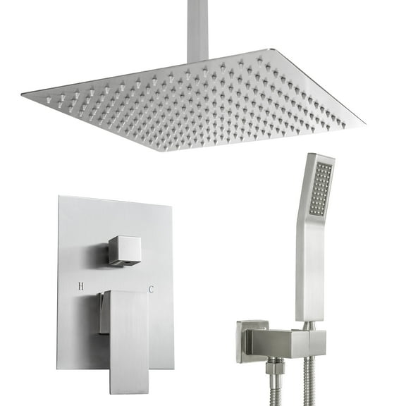 Mocoloo Shower System 10 inch Brushed Nickel Ceiling Mounted Stainless Steel