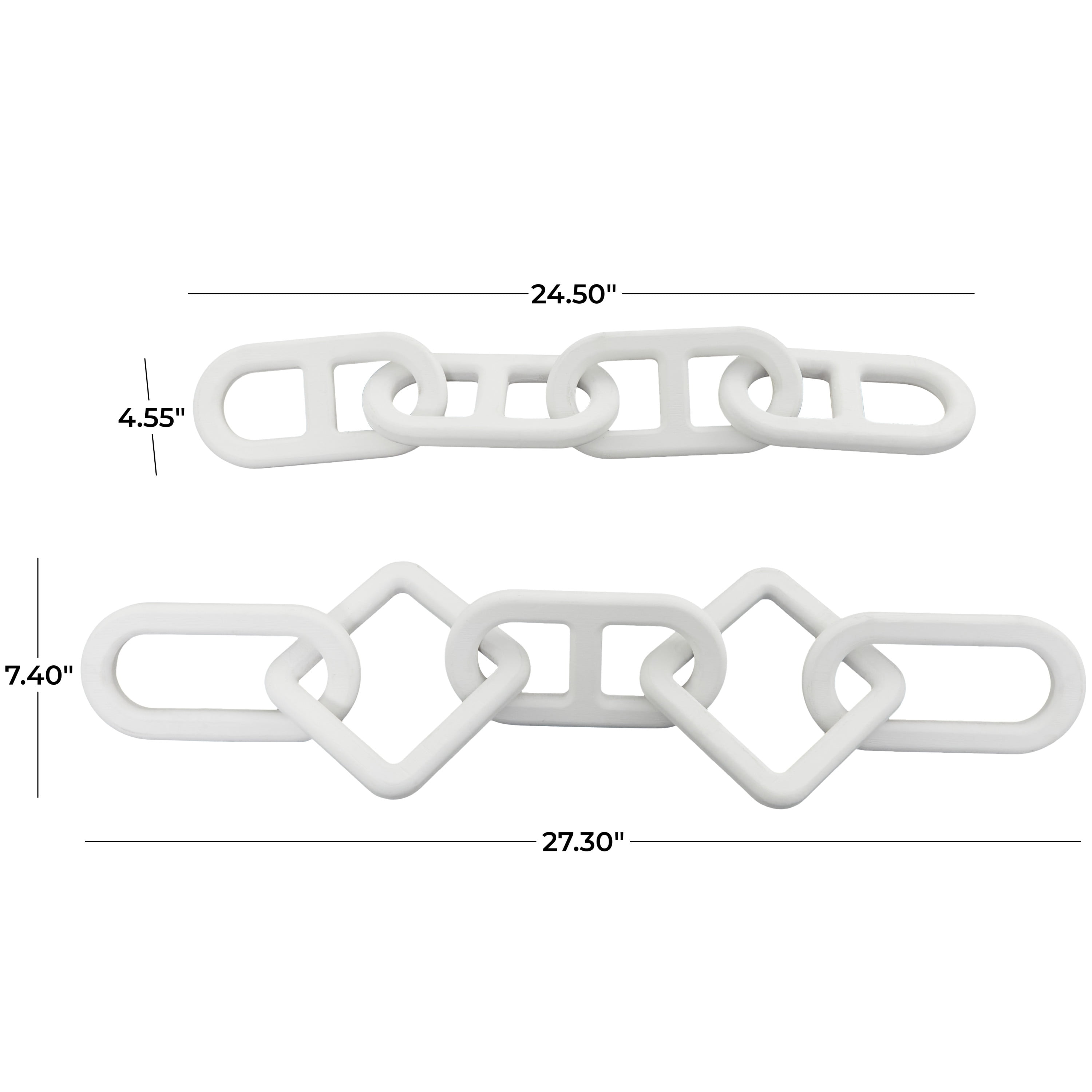 27", 25"W White Wood Chain Sculpture, by CosmoLiving by Cosmopolitan (2 Count)