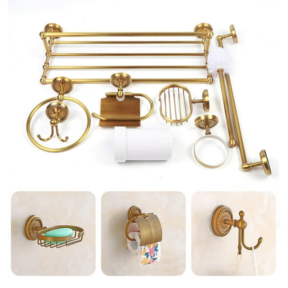 Vintage Bath Accessory Set Bathroom Hardware Toilet Paper Holder Towel Bar Rack