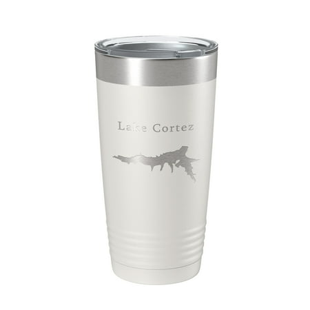 

Lake Cortez Map Tumbler Travel Mug Insulated Laser Engraved Coffee Cup Hot Springs Village Arkansas 20 oz White