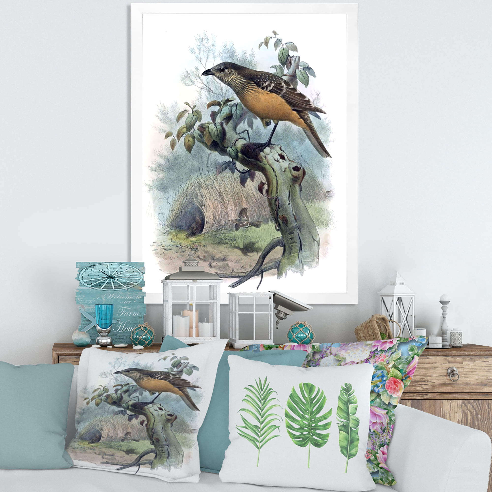 Designart 'The Paradise Birds on a Tree Branch' Traditional Framed Art Print