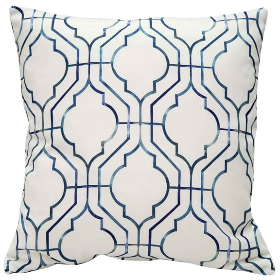 Biltmore Gate Blue Throw Pillow 20x20 Inches Cotton Lattice Pattern Polyfill