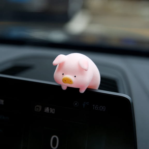 Car Monitor Pig Decor - Cute Lucky Piggy Dashboard Companion for Car & Desktop Decorations