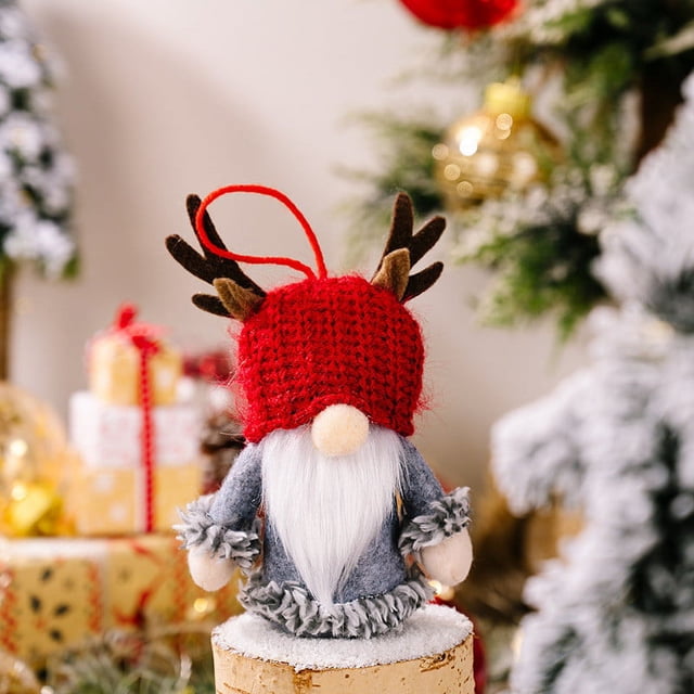 Xihbxyly Colgante de Gnomo Navideño, Gorro de Astas de Punto, Bonito Adorno de Rudolph, Lámpara Led Colgante, Decoración Festiva para El Hogar, Perfecto para Árbol de Navidad, Sala de Estar, Dormitor