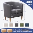 thumbnail image 3 of Modern Barrel Accent Chair Set of 2, Upholstered Fabric Armchair with Thick Cushion and Wood Legs, Cozy Reading Chair for Living Room Bedroom Small Spaces (Gray), 3 of 10