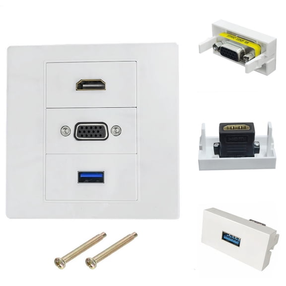 AOOOWER 86mm Wall Panel with VGA HDTV USB Port Multimedia Direct Connecting for Conference
