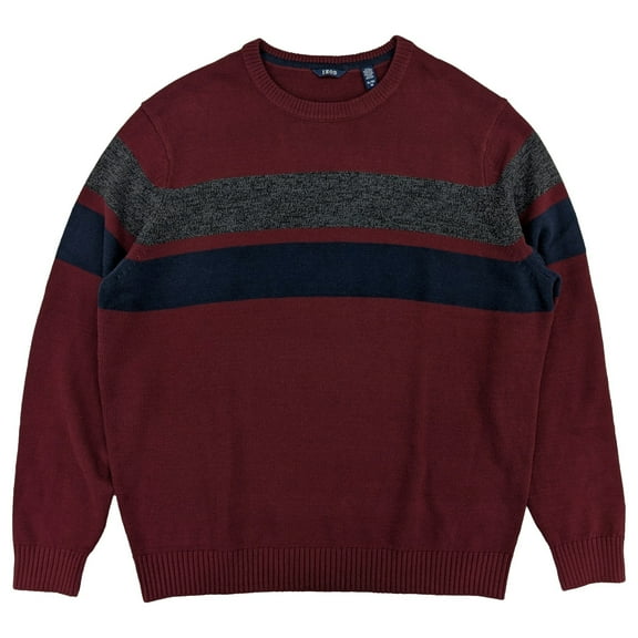 IZOD Mens Velvet Maroon Stripe Long Sleeve Crew Neck Pullover Sweater X-Large