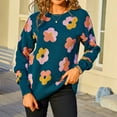 thumbnail image 2 of Tnhcen Women's Floral Knit Sweater Acrylic Round-Neck Top Loose Fit Casual Pullover Floral Pattern Comfort Wear Soft Warm S-XL, 2 of 9