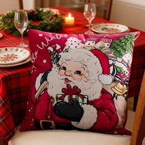 Merry Christmas Pillow Cover, Natural Burlap Christmas Sofa Living Room Holiday Decorate Cushion Case, Christmas Bell Snowman Santa Claus Pillowcase New Year Family Decoration