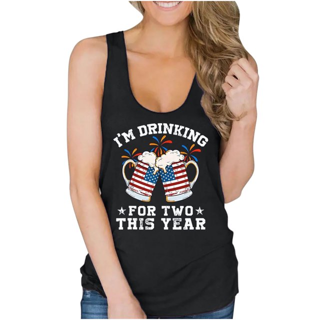 Blusa sin mangas con estampado de bandera del Día de la Independencia para mujer Pompotops lopia987592