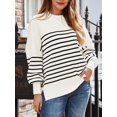 thumbnail image 3 of Women's Crewneck Batwing Long Sleeve Sweaters Fall Oversized Ribbed Knit Side Slit Pullover Tops, 3 of 6