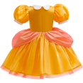 thumbnail image 3 of Princess Costume for Girls Cosplay Puff Sleeve Layered Costume for Little Girl Halloween Cosplay Birthday Outfit Yellow (3-10T), 3 of 8