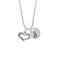 thumbnail image 2 of Delight Jewelry Silvertone Heart with 3 AB Crystals - Believe Faith Prayer Silvertone Script Initial Disc - S - Charm Necklace, 20"+3", 2 of 4