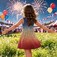 thumbnail image 5 of CCRFTGI 4th of July Dresses for Kids Girls Size 10-12 Cute American Flag Sequins Print A-Line Dress Party Patriotic Sleeveless Girls Clothes Red White and Blue Summer Dresses Beige 7-8 Years, 5 of 8