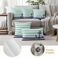 thumbnail image 6 of Pack of 2 Outdoor Pillow Covers 20x20 Inch Waterproof Anchor Aqua Throw Pillow Covers,Decorative Couch Pillow Case Sham Modern Navy Blue White Striped Nautical Patio Garden Pillowcases Cushion Covers, 6 of 8