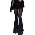 thumbnail image 1 of Pantalons Décontractés pour Femmes Taille Haute en Maille Rhinestonnée Jambe Droite Pantalons Décontractés pour Femmes 2x Grande Taille Pantalons d'Affaires Décontractés pour Femmes Été Grande Taille Taille Haute, 1 of 9