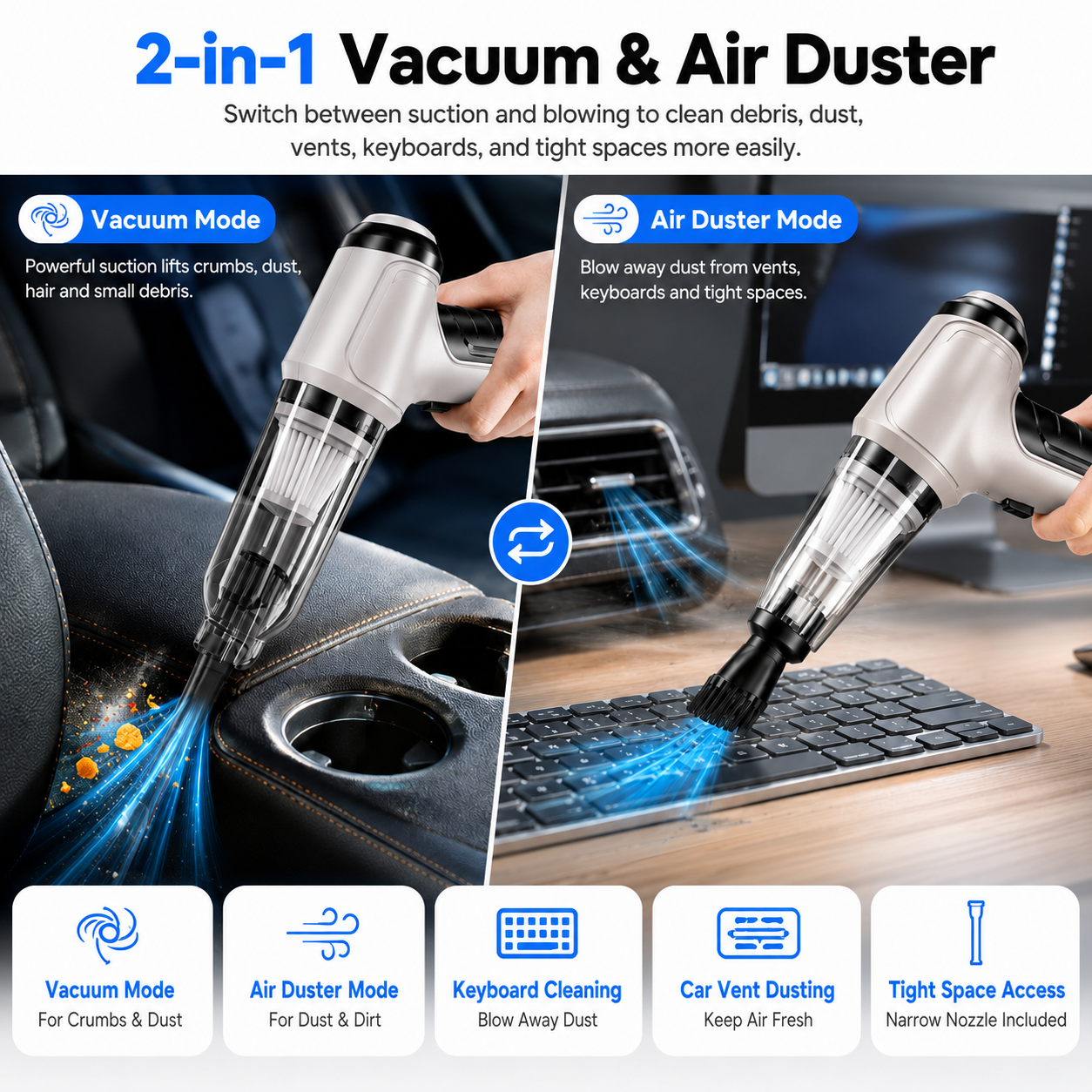 NIUTA Handheld Cordless Car Vacuum Cleaner, 12000Pa photo 3