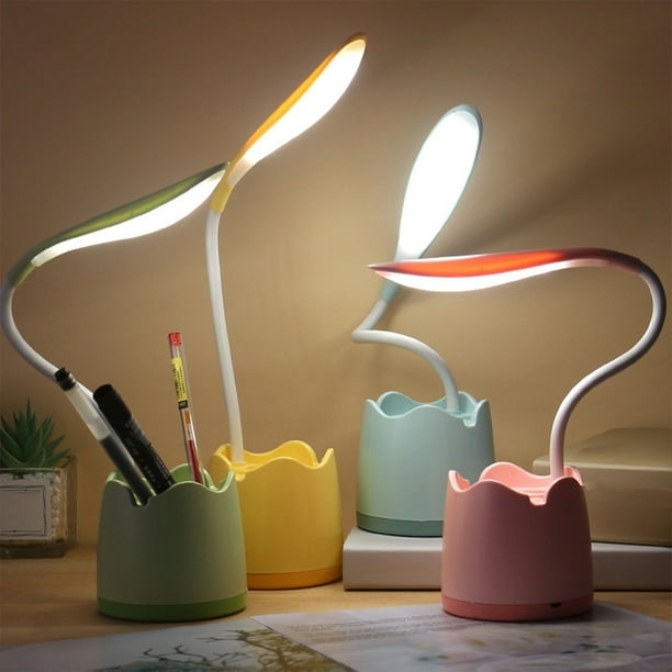 Xihbxyly Lámpara de Escritorio de Tres Velocidades, Iluminación Led con Protección Ocular, Recargable Por Usb, Brillo Ajustable, Cuello de Cisne Flexible, Ideal para Dormitorio U Oficina, Ideal para