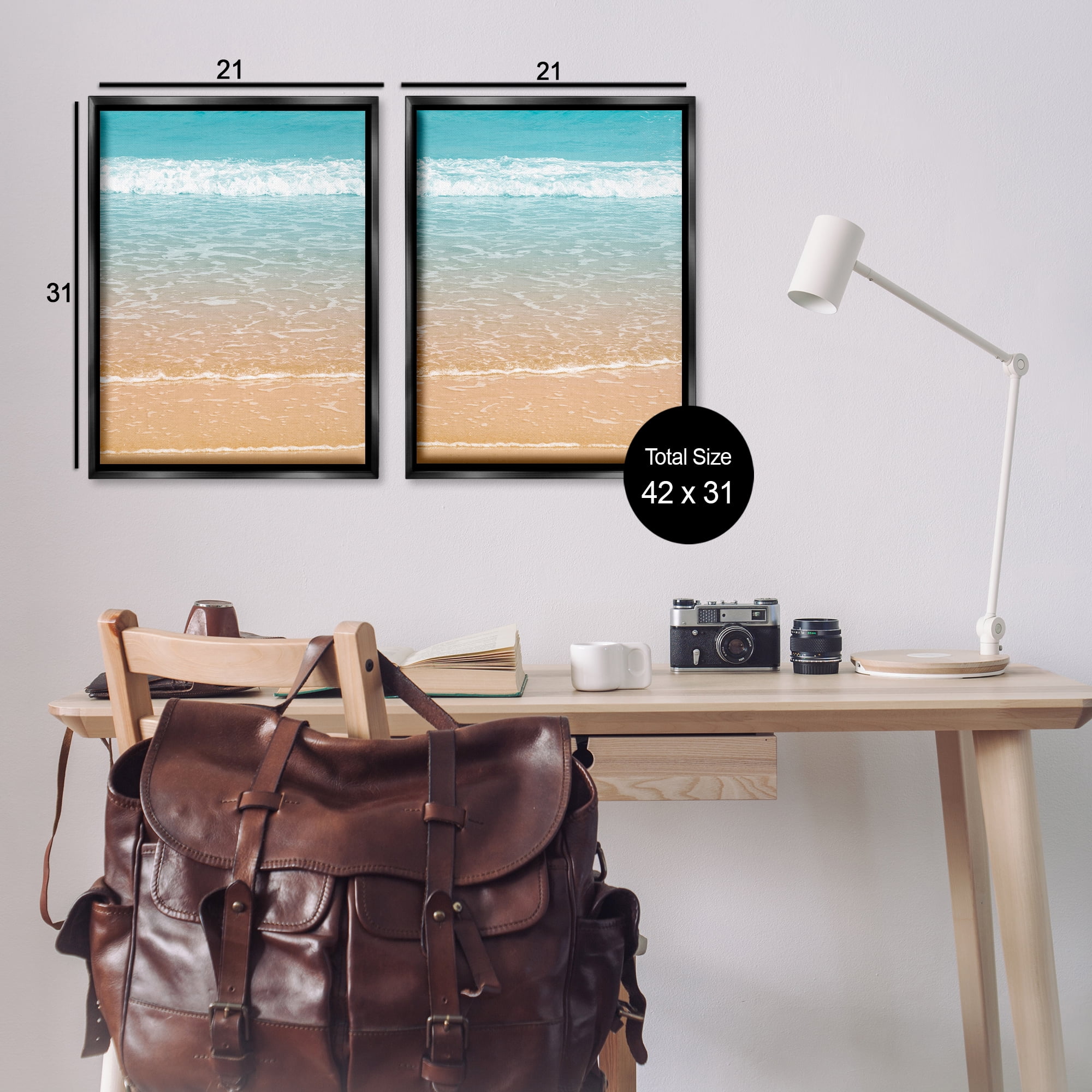 Stupell Industries Vivid Calming Beach Views Nautical & Beach Photography Black Floater Framed Canvas Art Print Wall Art, 21 x 31, Set of 2