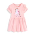 thumbnail image 3 of Bellafa 100% Cotton Toddler Girls Summer Short Sleeve Dress Cartoon Prints Casual Jersey Dresses For 2-7 Years-Unicorn, 3 of 8