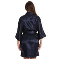 thumbnail image 3 of Just Love Womens Satin Solid Kimono Robe 6756-BLK-M (Navy, Medium), 3 of 3