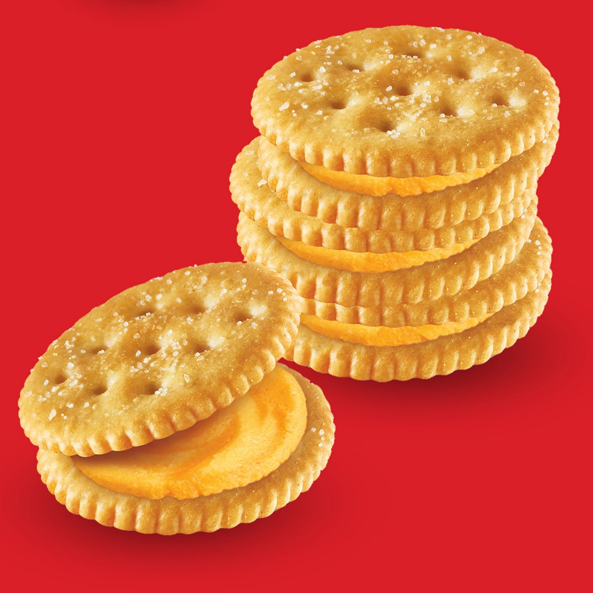 RITZ Cheese Sandwich Crackers, Lunch Snacks,(6 Crackers Per Pack), 8 Snack Packs,  With Olive Green Bowl By ValueNest