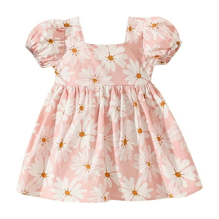 

Toddler Girls Short Sleeve Bowknot Floral Prints Ruffles Princess Dress Dance Party Dresses Clothes for 2-3 Years