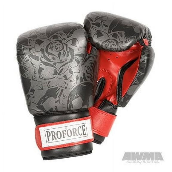 ProForce Leatherette Boxing Glove - Black Skull w/Roses