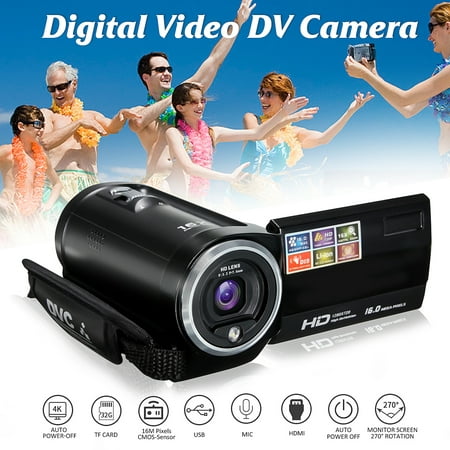 720P FULL HD Camcorder Digital Video Camera DV 2.7 TFT LCD Screen 16x Zoom 270 Degrees Rotation for Sport/Short Films Video Recording