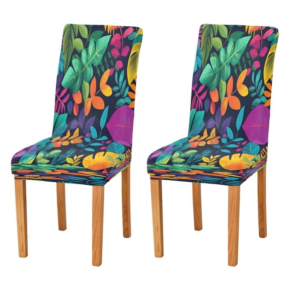 Chair Protector Cover Dining Chair Slipcovers Pack of 2, Removable Washable Seat Cover for Dining Room Wedding Brightly Colored Leaves