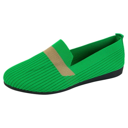 OJSFQUFP Women s Flats Women Casual Shoes Fashionable New Pattern Simple Color Matching Round Toe Flat Bottom Comfortable and Non Slip Shoes Shoes for Women Sneakers Green 38