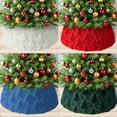thumbnail image 3 of Pine Print Christmas Tree Collar - Velvet Christmas Tree Skirt, Christmas Decoration for Holiday - Blue, 3 of 15