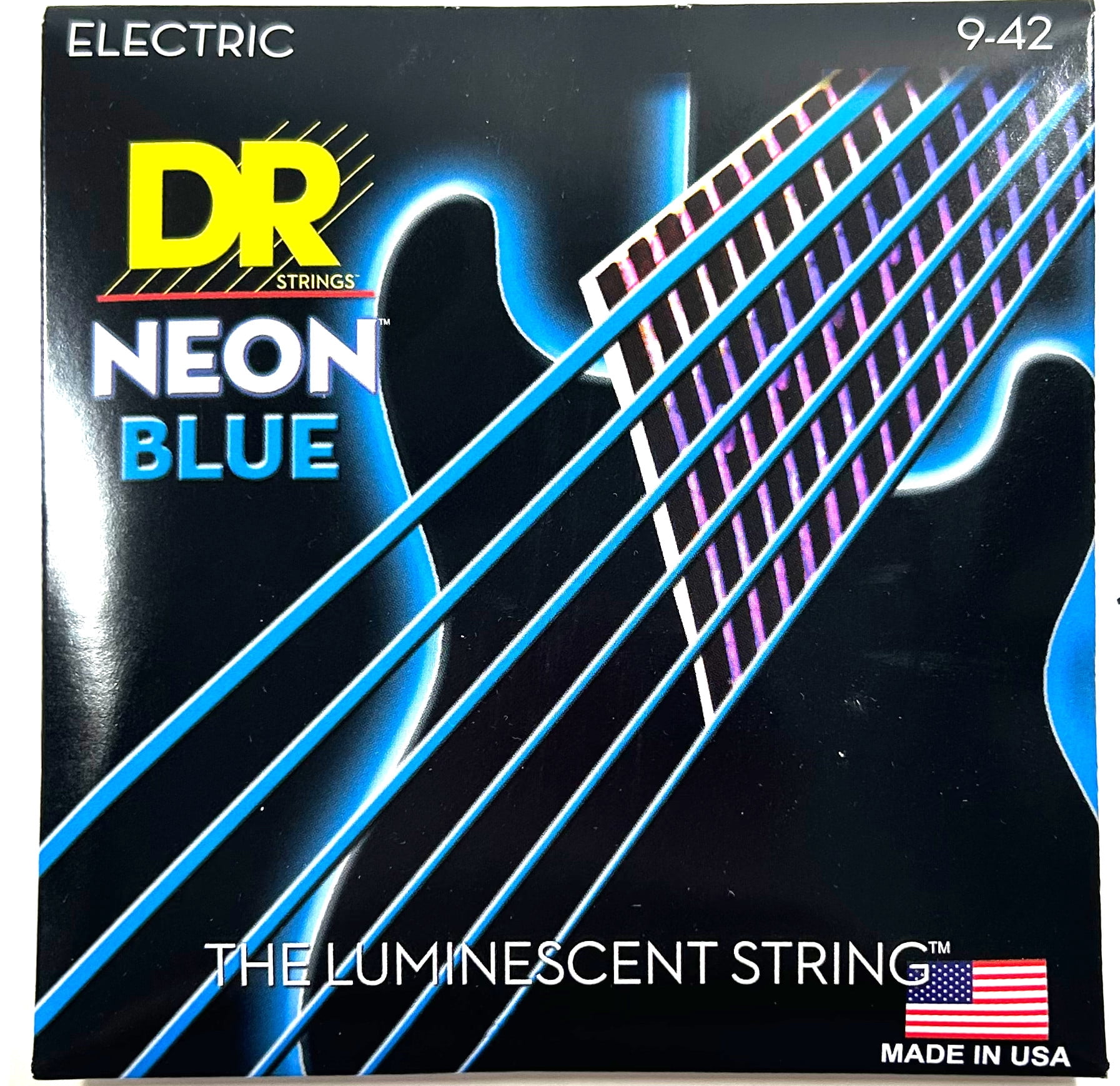 DR Guitar Strings 3 Pack Electric Neon Blue 09-42 Light