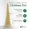 thumbnail image 5 of Home Heritage 9' 250 LED Pre-Lit Artificial Christmas Tinsel Tree, Gold, 5 of 11