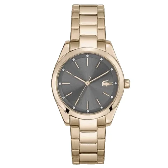 Lacoste 2001177 Grey Dial Rose Gold Stainless Steel Bracelet 30mm Womens Watch