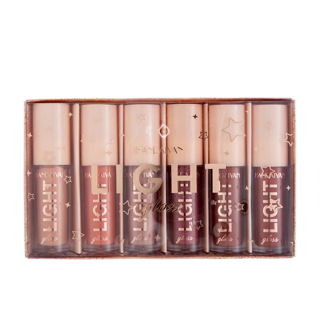 Ensemble de 6 Pcs de Brillant à Lèvres Liquide Effet Miroir Rouge à Lèvres Lustré Longue Tenue Trousse de Maquillage pour les Lèvres Palette de Couleurs pour les Lèvres Cosmétiques