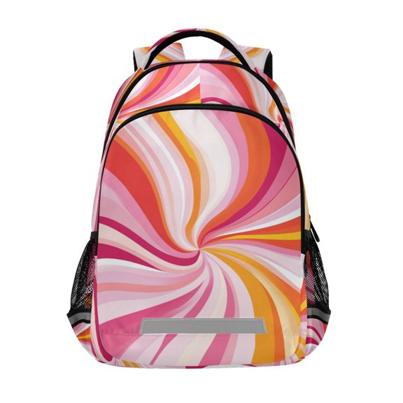 FORMRS Unisex Backpack Elementary School Travel Bookbag with Reflective Stripes, Swirling Lines