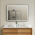 thumbnail image 6 of ANGELES HOME 48 x 36 inch LED Bathroom Mirror, LED Lighted Mirror for Bathroom, Wall Bathroom Vanity Mirror with Lights, Framed Round Corner Mirror with Dimmer, Anti-Fog, Vertical/Horizontal, 6 of 10